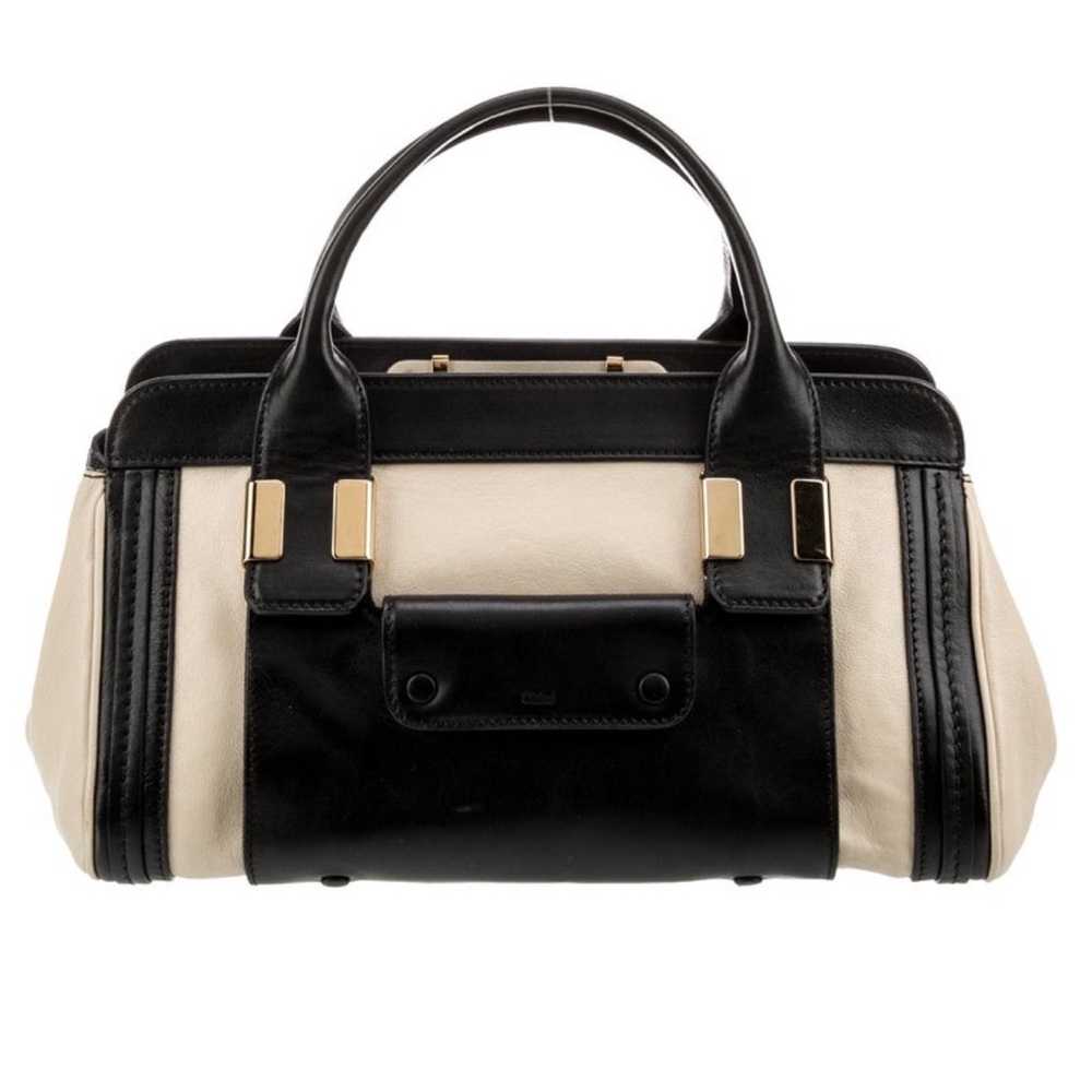 SOLD!! Chloe Black & Cream Leather Handbag